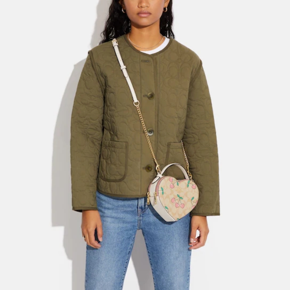 Coach Heart Crossbody In Signature Canvas With Heart Cherry Print New With Tags! - Picture 3 of 14